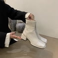 thumbnail image 5 of Lovskoo 2024 Women's High-Heels Mid Calf Boots Closed Toe Boots Fall and Winter Boots Skin Lined Antislip Ankle Boots Outdoor Slip-On Waterp Roof Booties Comfort Shoes White, 5 of 8