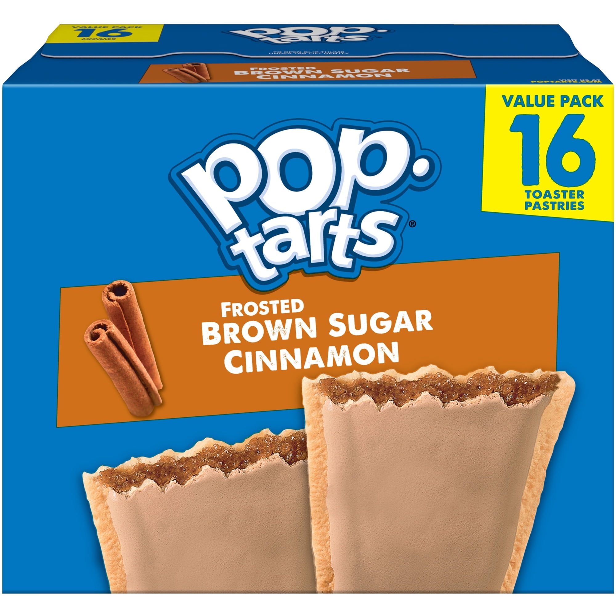 Pop-Tarts Toaster Pastries, Breakfast Foods, Kids Snacks, Value Pack, Frosted Brown Sugar Cinnamon (16 Pop-Tarts)