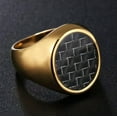 thumbnail image 2 of QQTDFG Men Women Gold Round Carbon Fiber Ring Stainless Steel Wedding Band Gift for Dad-Gold-9, 2 of 8