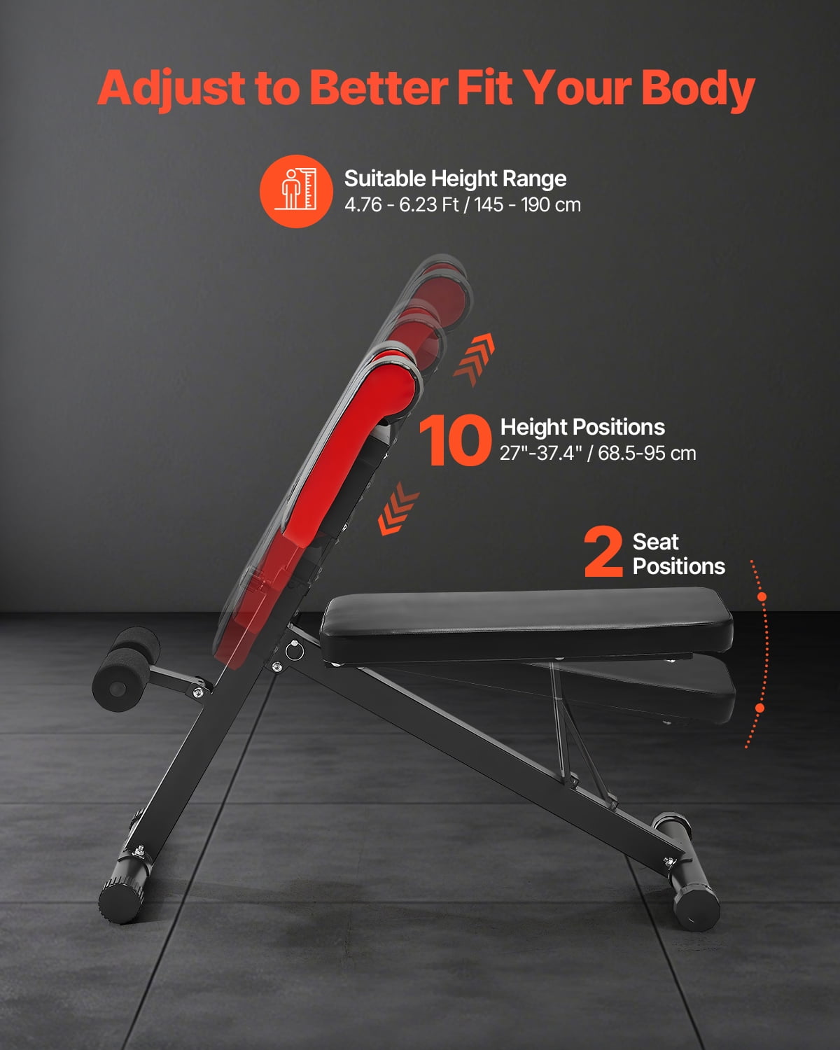 VEVOR Multi-Functional Weight Bench for Full Body Workout, Roman Chair Hyperextension Bench, 770 lbs Adjustable & Foldable Equipment for Back Arm Core Ab Workout, Sit Up Exercise Machine