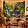 thumbnail image 3 of Elephant Family in Rainforest River Serene Illustration for Animal Lovers Nature Wall Art Birthday Gift Tapestry Wall Hanging for Bedroom and Living Room, 3 of 7