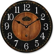 Black & Wood 2 Wall Clock | Beautiful Color, Silent Mechanism, Made in USA