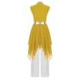 thumbnail image 3 of YiZYiF Kids Girls Sleeveless Liturgical Praise Dance Dress Asymmetrical Worship Tunic with Pants Set Yellow White 12, 3 of 7