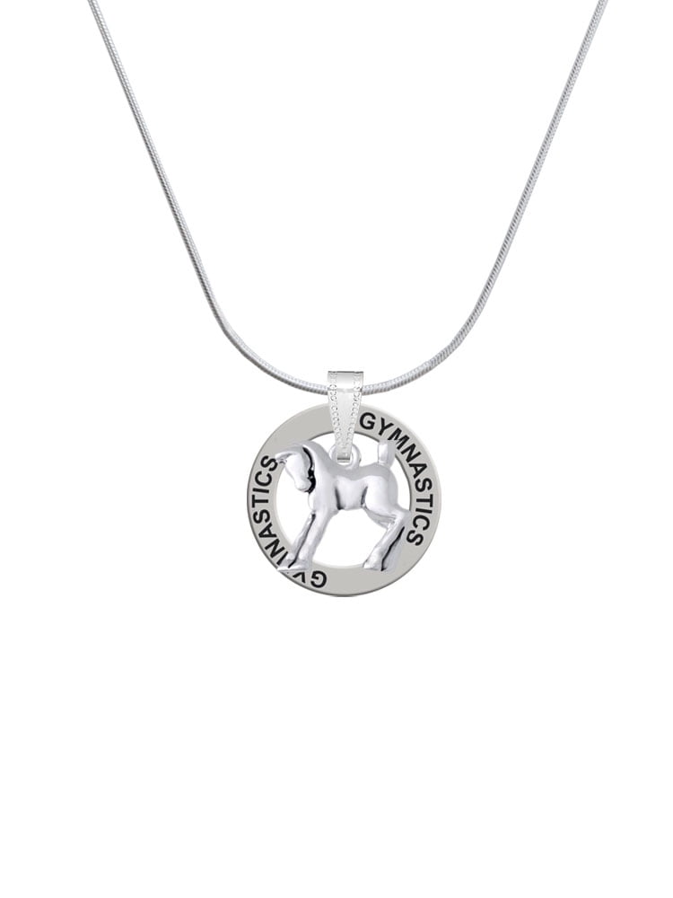 Delight Jewelry Silvertone Equestrian Horse Gymnastics Ring Charm Necklace, 18"