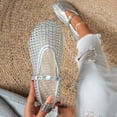 thumbnail image 2 of Gpaecead Women's Woven Mary Jane Flats Closed Toe Hollow Out Breathable Adjustable Buckle Cushioned Sole Shoes For All Day Comfort, Silver, 2 of 8