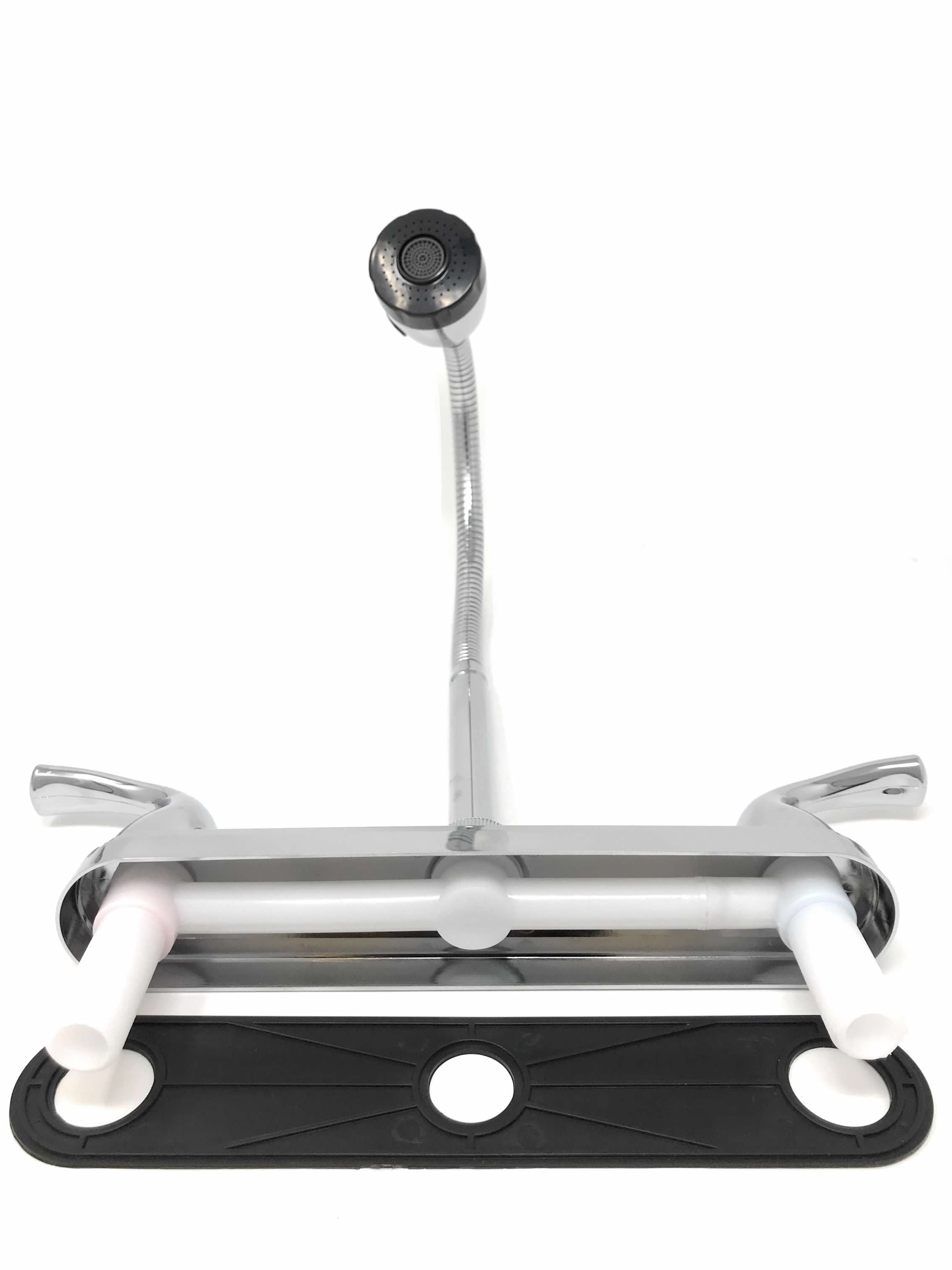 8" Center Set Two Handle Kitchen Chromed Plastic Faucet with Tall Flexible Spout for Kitchen RV Camper Motorhomes Office ADA
