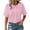 #243-Pink, variant on Craaazy Women Plus Size Tops Loose Fit Solid Color Doll Collar Button Up Short Sleeve Cotton T Shirts for Daily Wear Gift