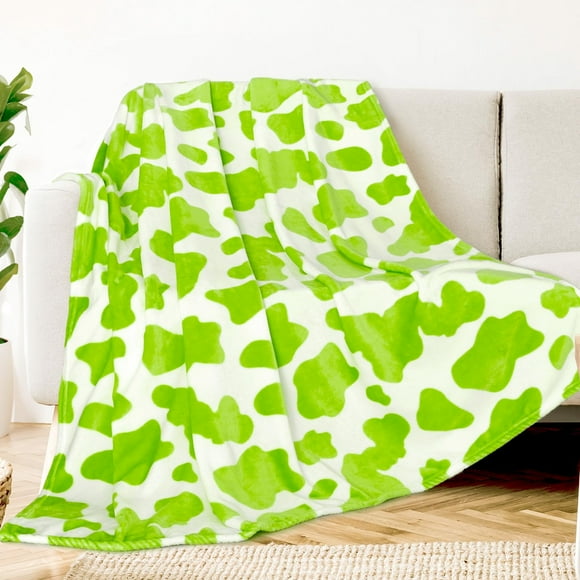 KIVEE Fleece Blankets Throw Blanket Soft Fuzzy Cute Green Fleece Blanket for Couch