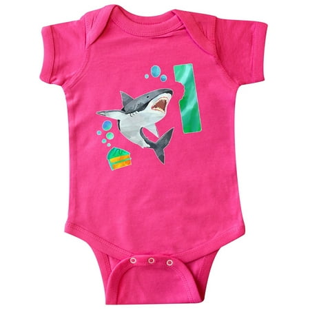 

Inktastic First Birthday Shark with Cake Gift Baby Boy or Baby Girl Bodysuit