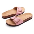 thumbnail image 2 of Sandalias planas para mujer, pantuflas con plantilla de corcho, hebilla ajustable, sandalias de verano a la moda, cómodas y antideslizantes, pantuflas para estar por casa, 2 of 6