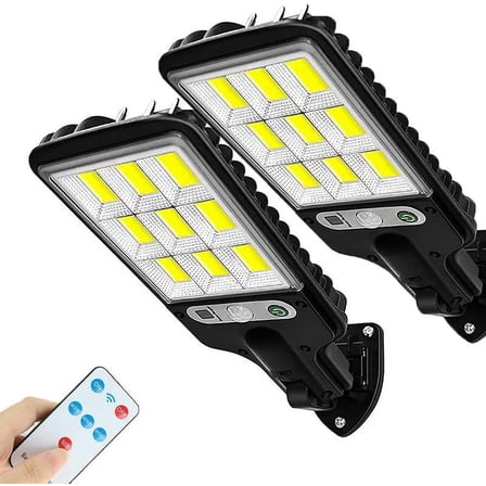 2-PACK 990000LM LED Solar Street Light Commercial Dusk To Dawn Outdoor Road Wall Lamp