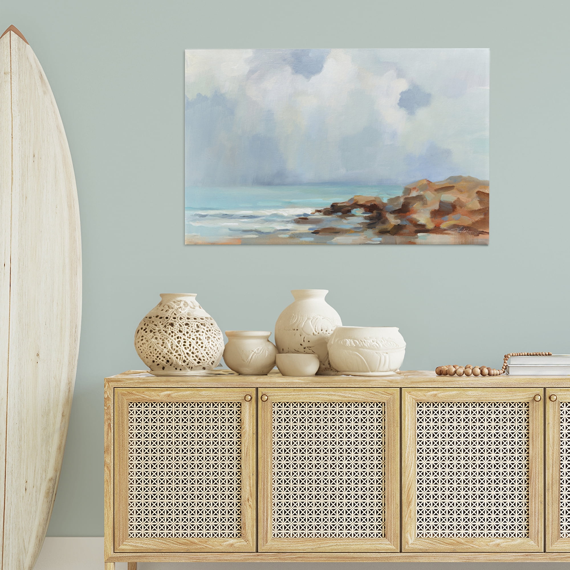 Stupell Industries Morning at Stone Beach Landscape & Nature Painting Wrapped Canvas Art Print Wall Art, 45 x 30