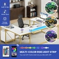 thumbnail image 2 of ModFusion Reversible U Shaped Desk with Charging Station & LED Lights, 79" Computer Desk L-Shaped Desk for Home Office with Drawers, Monitor Stand & Storage Shelves, White & Gold, 2 of 12