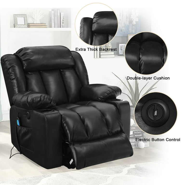 Power Lift Recliner Chair for Elderly,Massage Chair Recliner with Massage and Heating Function,160 ° Tilt Ergonomic with Footrest, Black