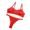 thumbnail image 4 of Encaje sexy conjunto de ropa interior sujetador ropa interior regalo para mujeres niñas, rojo, S 2 piezas sidaley XX000054-06, 4 of 7