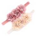 thumbnail image 1 of My Lello Baby Flower Diademas De Tela Con Cuentas, Trío Elástico, Par (Rosa Polvoriento/Crema Vainilla), 1 of 5