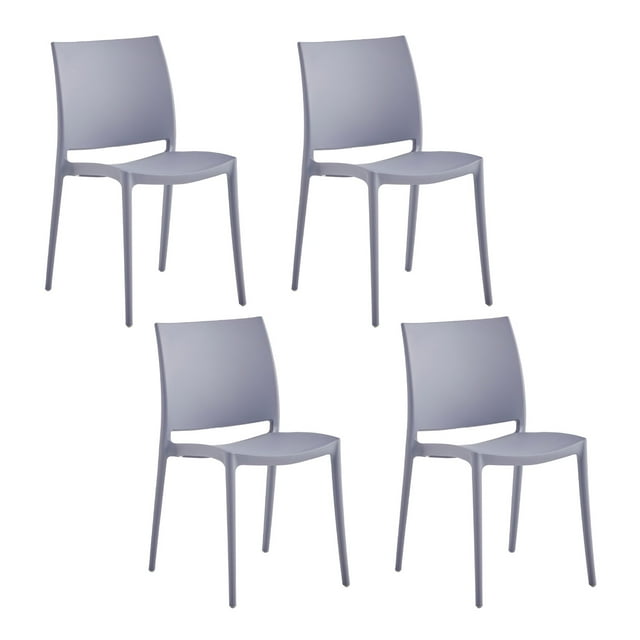 Set de 4 Sillas de Comedor TOP LIVING de Plástico Apta para Exterior Gris