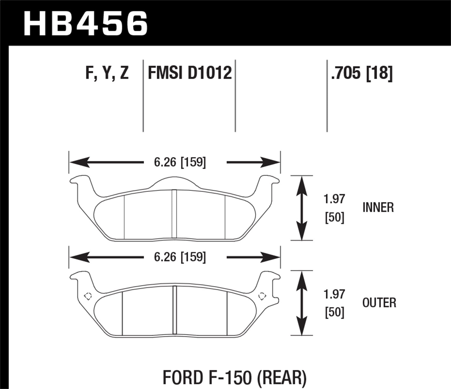 Rear Set Hawk HB456F.705 HPS High Performance Street Brake Pads