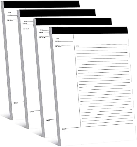 Tekola 4 Pack Legal Pads 8.5" x 11.75" 50 Sheets/writing Notepad, White Note Pads Legal Ruled Writing Notepad for Home Teacher Student College Ruled Office Business
