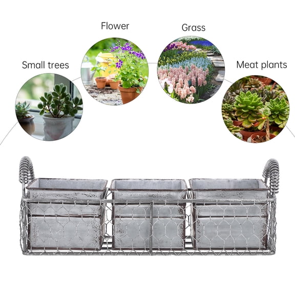 Nicehomfit 1Set Dark Grey Household Iron Flower Pot with Unique Shape for Balcony and Office Decor