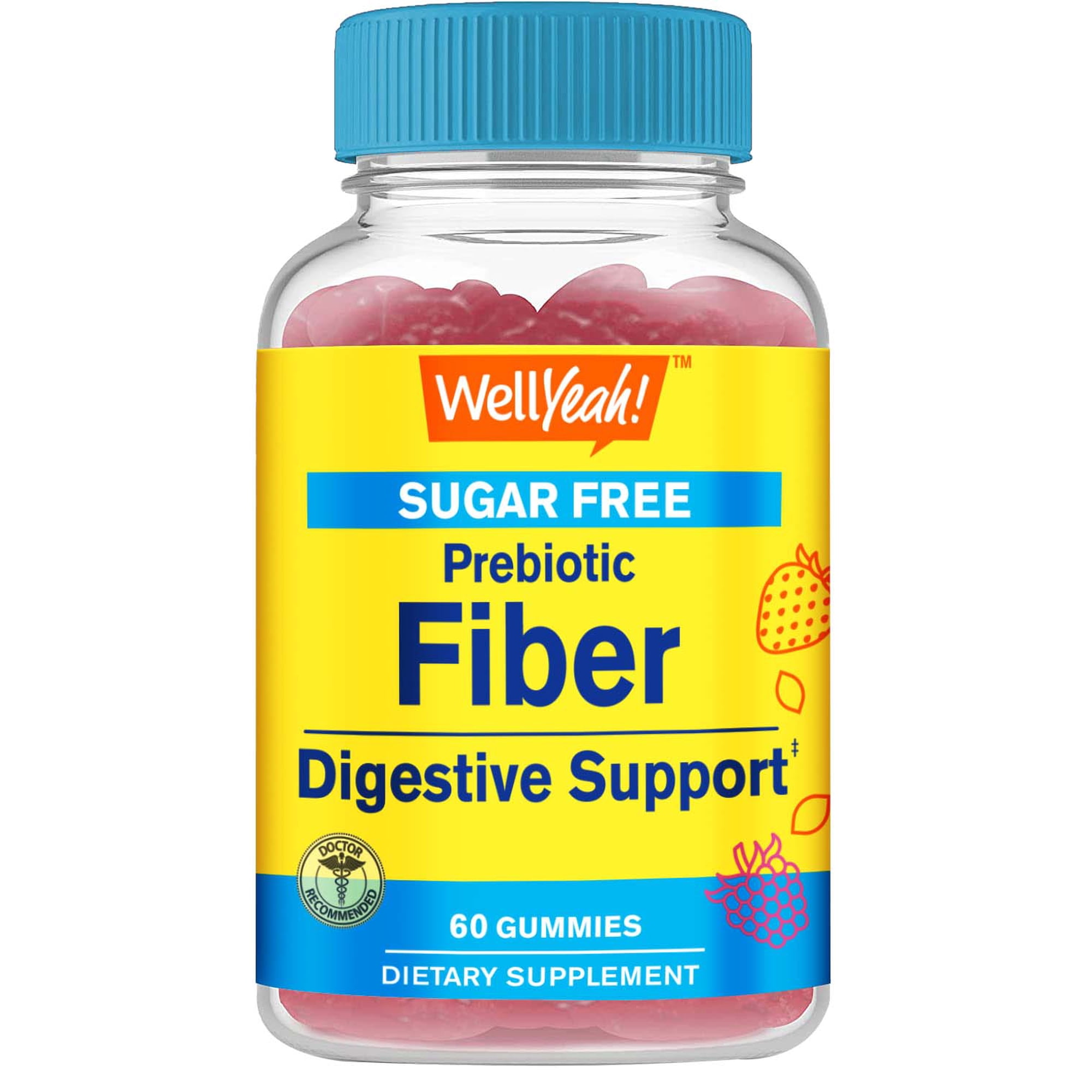 Sugar Free Fiber Gummies for Adults (4g)| Digestive Supprt |Prebiotic Fiber Supplement | 60 Count