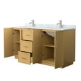 thumbnail image 2 of Elan TK 66" Light Oak Double Vanity & White Carrara Marble Top & Nickel Trim, 2 of 5
