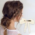 thumbnail image 2 of Unique Bargains Women's Elegant Ribbon Multi-layer Bow Hair Clips 3 Pcs Beige, 2 of 5