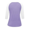 thumbnail image 4 of Breezora Women / Sleeve Color Block T-Shirt Contemporary Contrast Trim Casual Comfort Stretch Top S Size Light Violet, 4 of 5