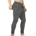 thumbnail image 2 of Ernkv Sports Pants for Men Soft Relaxed Fit Casual Wear Elastic Waist Solid Color Comfy Lounge Casual Fashion Fall Spring Trousers Full Length Pants with Pocket Gray M, 2 of 3