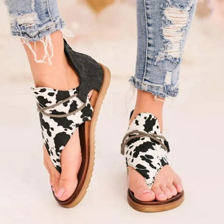 

Binmer Women Summer Clip-Toe Shoes Zipper Comfy Sandals Flats Casual Beach Sandals