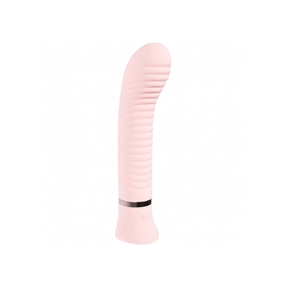 Loveline Divine 10 Function Rechargeable Silicone Ribbed G-Spot Vibrator, Pink