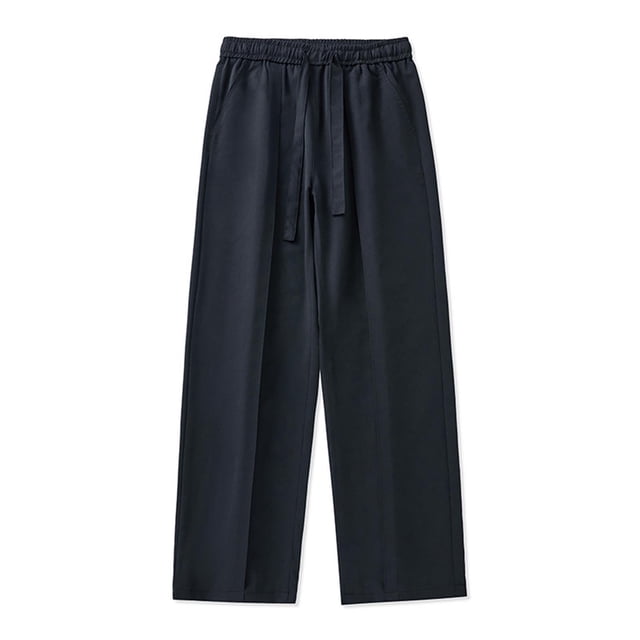 Zszcpp High Waisted Pants Men'S Large Size Loose Ice Silk Suit Spring Wide Leg Straight Long Trousers Casual Trouser