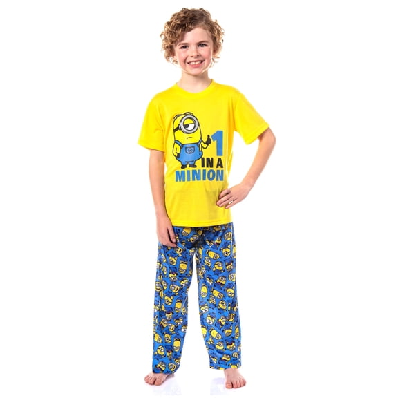 Despicable Me Minions Boys' 1 In A Minion Short Sleeve Sleep Shirt Pant 2 Piece Pajama Set Sleepwear Loungewear