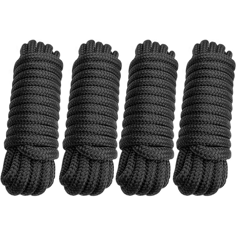 Dock Lines 4 Pack 3/8 x 15' Double Braided Nylon Boat Dock Lines with 12  Eyelet, Marine-Grade Dock Lines for Boats/Boat Lines Dock Ties - Black Marine  Rope - Boat Ropes for