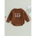 thumbnail image 2 of Bagilaanoe Newborn Baby Girl Knit Romper Sweater Long Sleeve Bodysuits Letter Embroidery Pullover 3M 6M 9M 12M 24M Infant Warm Jumpers Tops Fall Loose Knitwear, 2 of 8