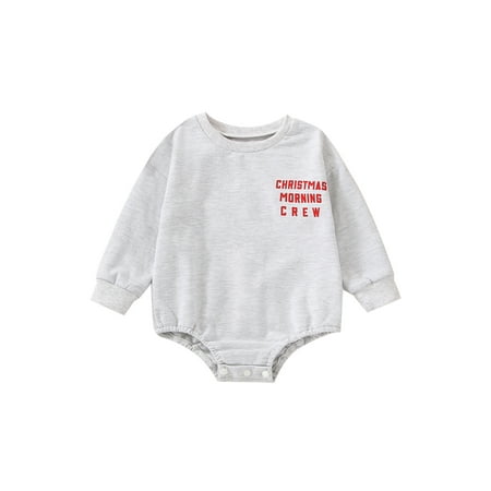 

Gzhioc Baby Boys Girls Christmas Romper Long Sleeve Round Neck Letter Print Loose Bodysuit 0-18 Months