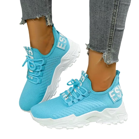 Womens Running Shoes Slip On Breathable Platform Lace Up Sneakers Lightweight Athletic Sports Walking Gym Work Shoes