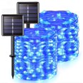 thumbnail image 1 of Cadena de luces solares, paquete de dos cada 200 LED 72.2 pies 2 modos Luces de hadas de alambre de cobre impermeables con energía solar para el hogar, fiesta, decoración navideña (azul) brillar Electrónica, 1 of 5