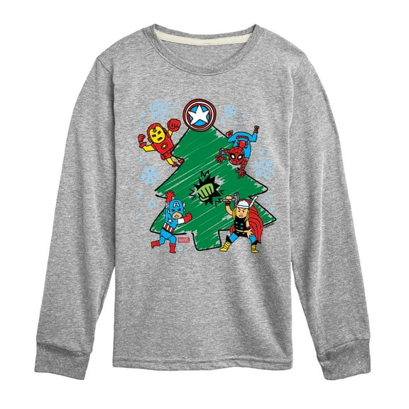 Marvel - Christmas Sketch - Youth Long Sleeve Graphic T-Shirt