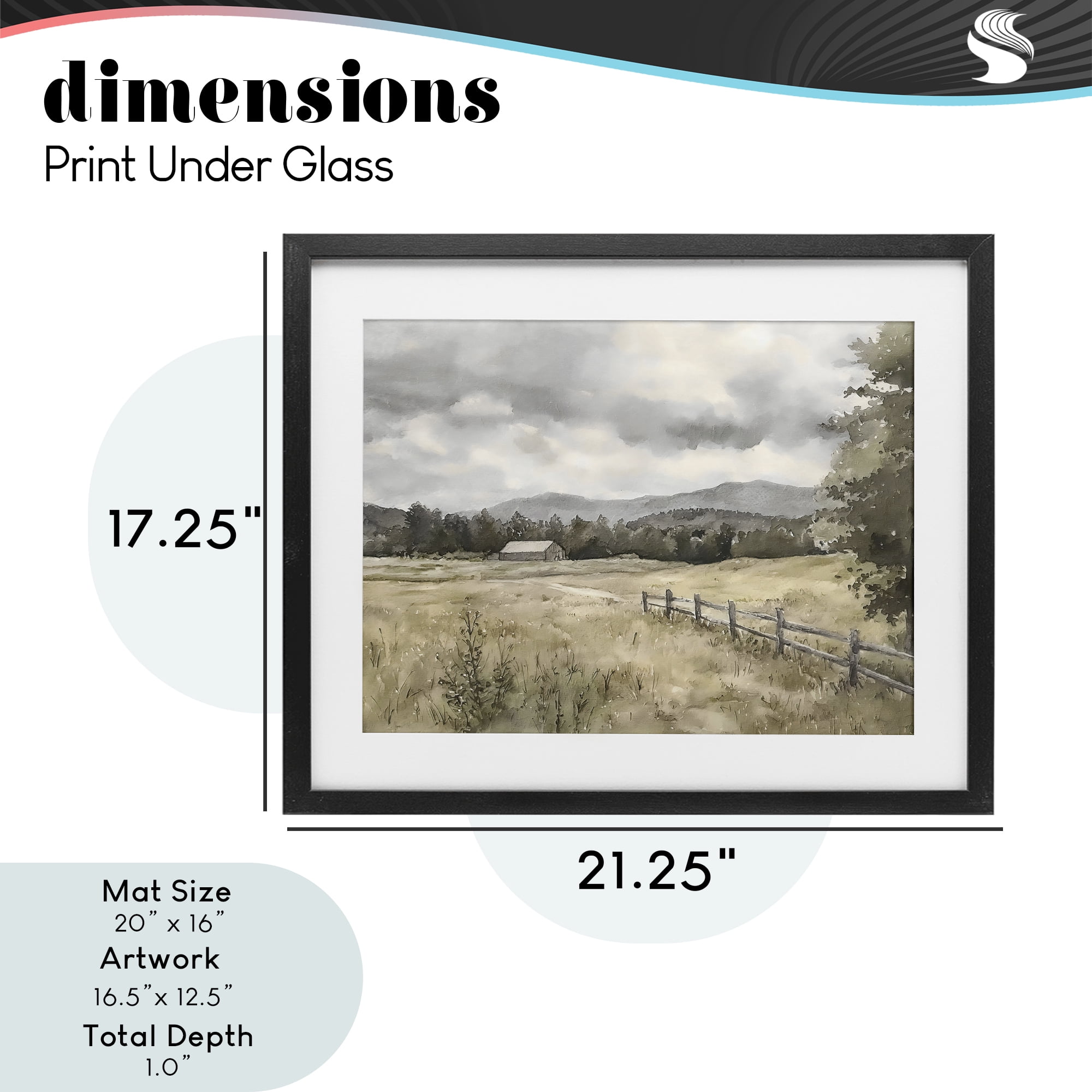 Stupell Industries Muted Valley Cottage Black Framed Print Under Glass, design by Riley B