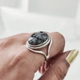 thumbnail image 5 of Natural Snowflake Obsidian Ring, Snowflake Obsidian Ring, Birthstone, Designer Band, 925 Sterling Silver, Womens Ring, Christmas, Thanksgiving, Handmade, Statement Jewelry, Natural Gemstone Ring, 5 of 6