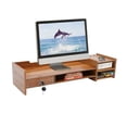 thumbnail image 1 of DIY Office Wood Desk Organizer Multifunctional Wooden Storage Shelf Monitor Stand Riser Desktop Tray with Lock Drawer, 1 of 12