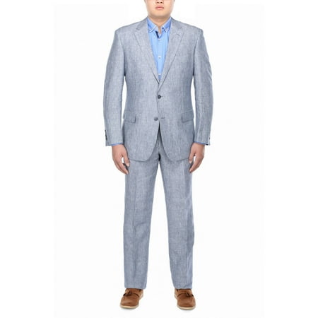 Men's Grey Chalk Stripe Classic Fit Italian Styled Suit - Walmart.com