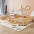 thumbnail image 6 of Bellemave Queen Size Floor Bed with Door and Fence  Queen Floor Bed with Bed Slats Sturdy Wood Floor Bed Montessori Bed Frame (Queen, Natural Brown), 6 of 10