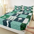 thumbnail image 3 of Homewish Golf Sport Game Twin Sheet Sets,Patchwork Geometric Checkered Twin Fitted Sheet,Green White Flat Sheet For Boys Kids,Luxury Bedroom Decor,3pcs, 3 of 7
