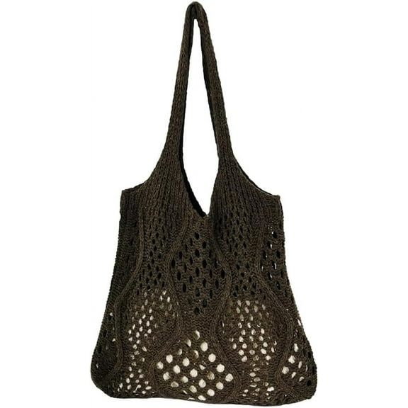 Kukuzhu Women Crochet Beach Bag Knit Shoulder Bag Crochet Tote Bag Summer Hobo Bag Aesthetic Mesh Tote Bag