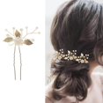 thumbnail image 2 of Elegant Artificial Pearls Design Hair Pin Bridal Accessories With Flower Decors Wedding Ceremony Headpiece Photo Props Multicolor, 2 of 4