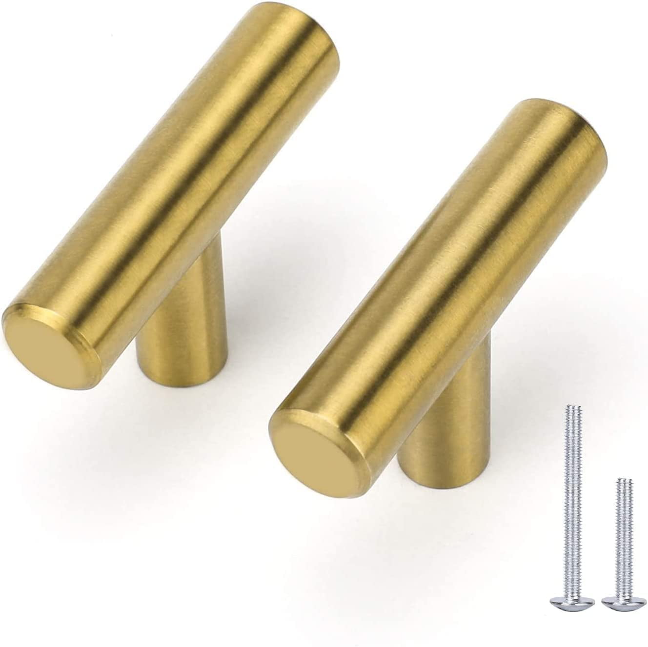 5 Pack Zoizocp/Gold Knobs for Brushed Brass T Bar knobs Gold