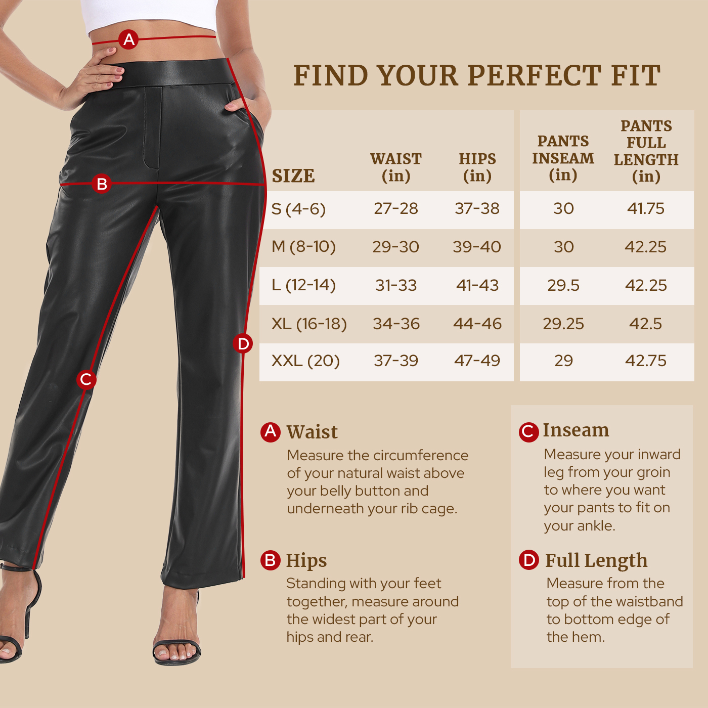 HDE Women's Pull On Faux Leather Kick Flare Pants with Pockets Red - S