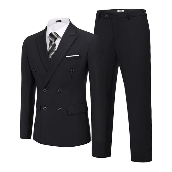 COOFANDY Men's 2 Piece Double Breasted Suits Slim Fit Tuxedo Jacket and Dress Pants Set for Wedding Business Prom